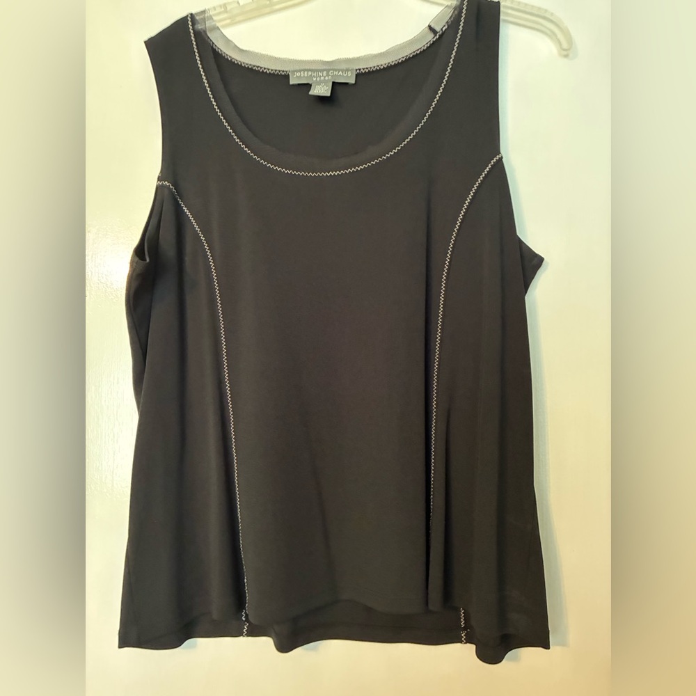 Josephine Chaus Black Tank Top with White Stitching